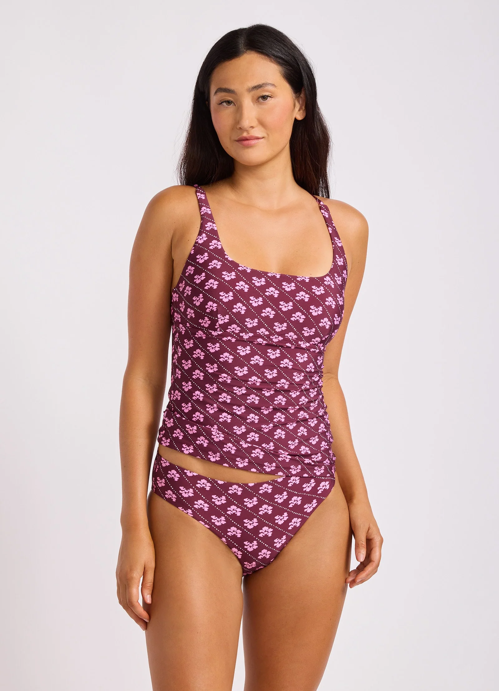 Batik Bloom Square Neck Tankini Bikini Top