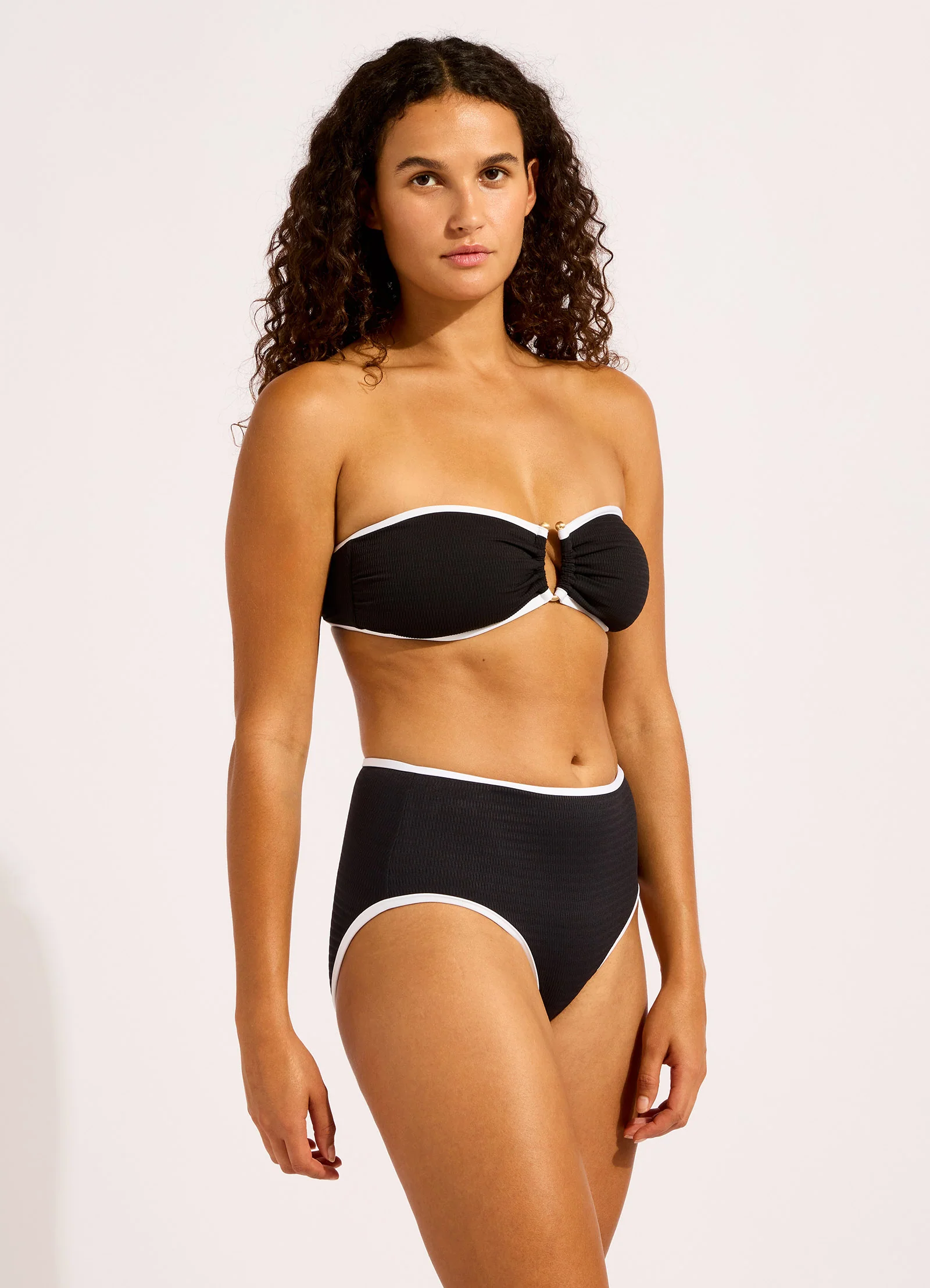 Beach Bound Ring Front Bandeau Bikini Top - Black - Image 3