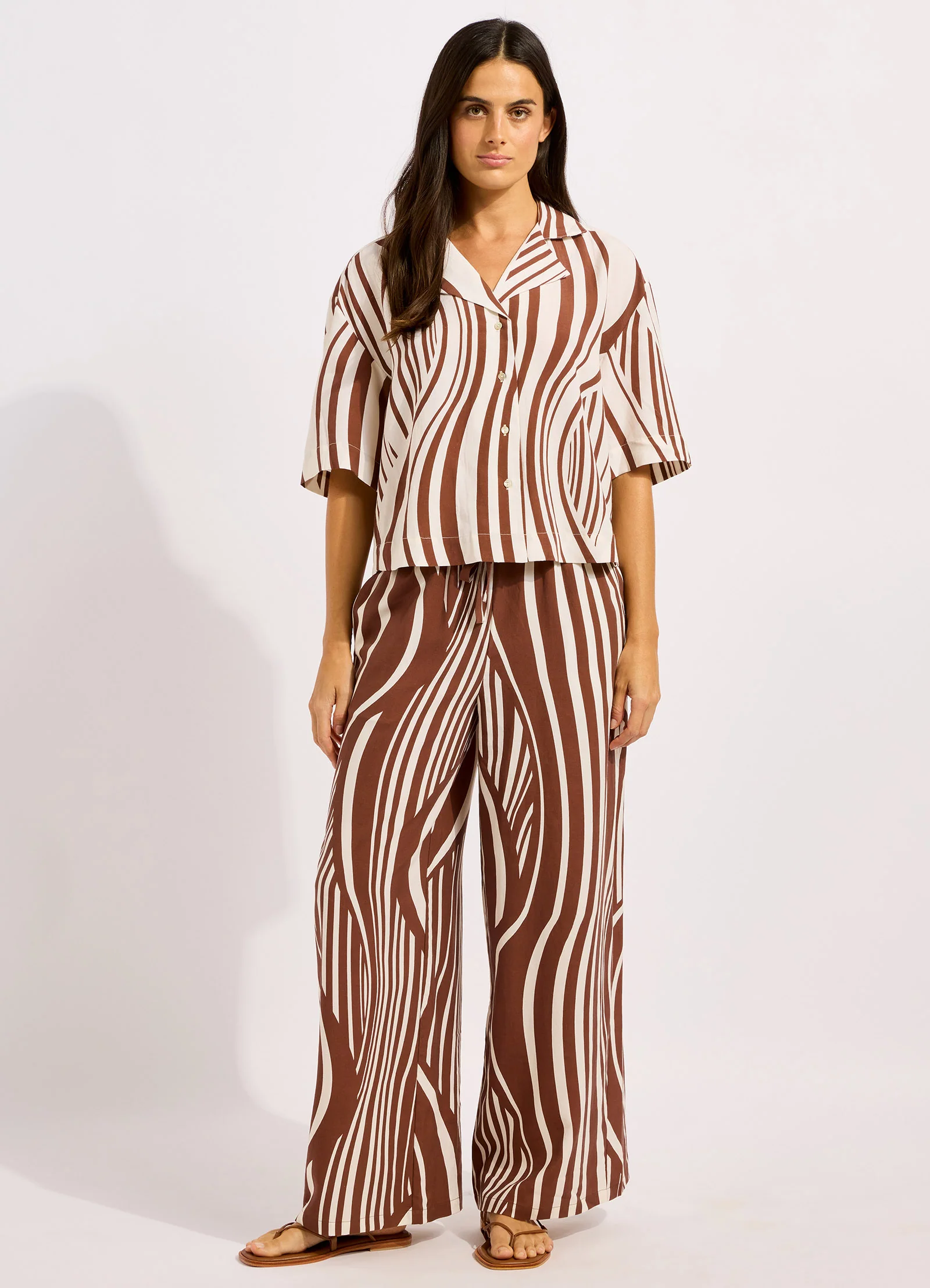 Coastline Stripe Oversized Crop Shirt