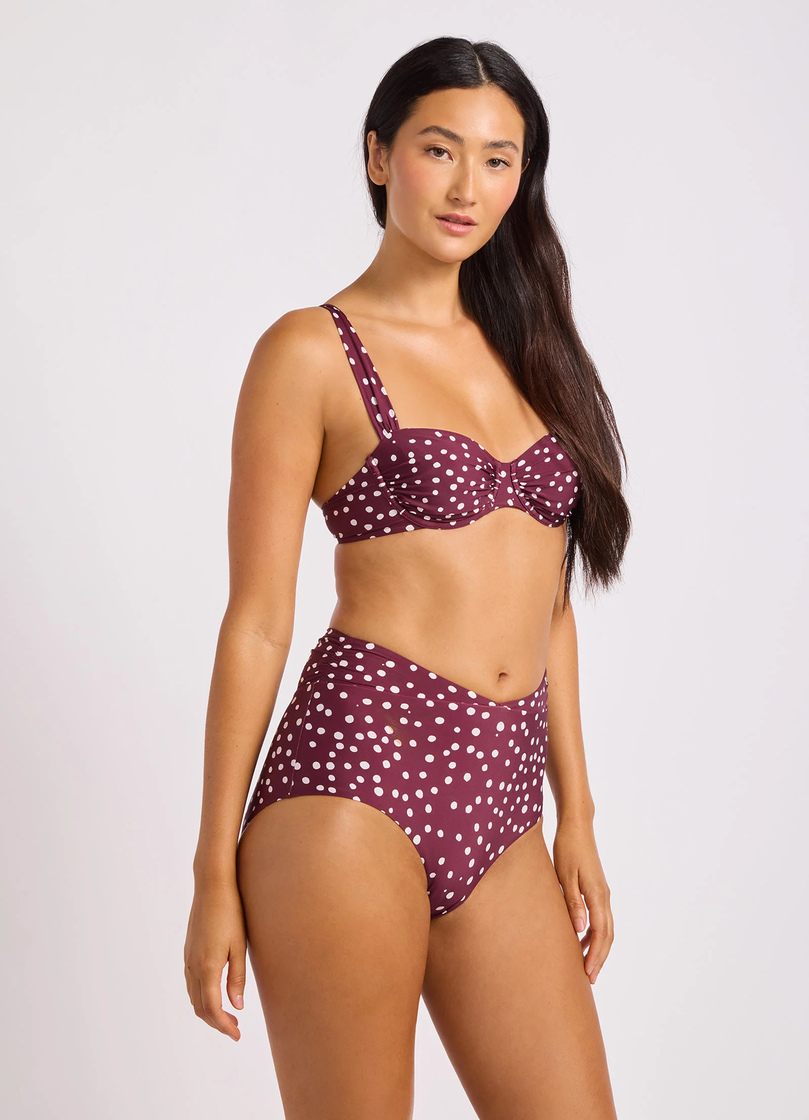 Dolce Dot Ruched Band High Waist Bikini Bottom - Image 3
