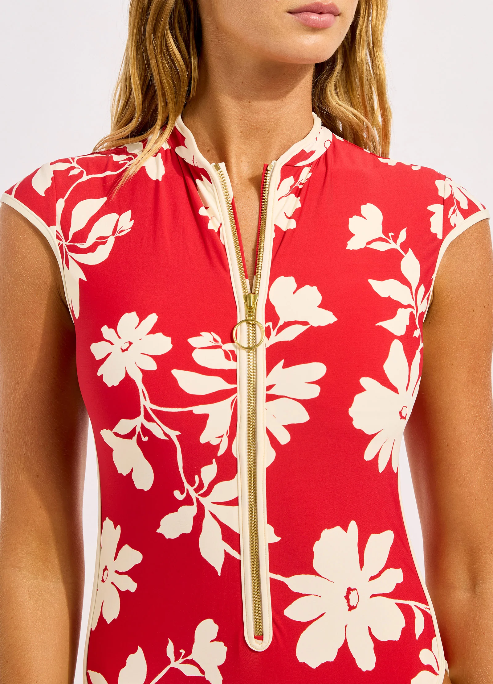 Mayflower Cap Sleeve Zip Front One Piece Swimsuit - Image 4