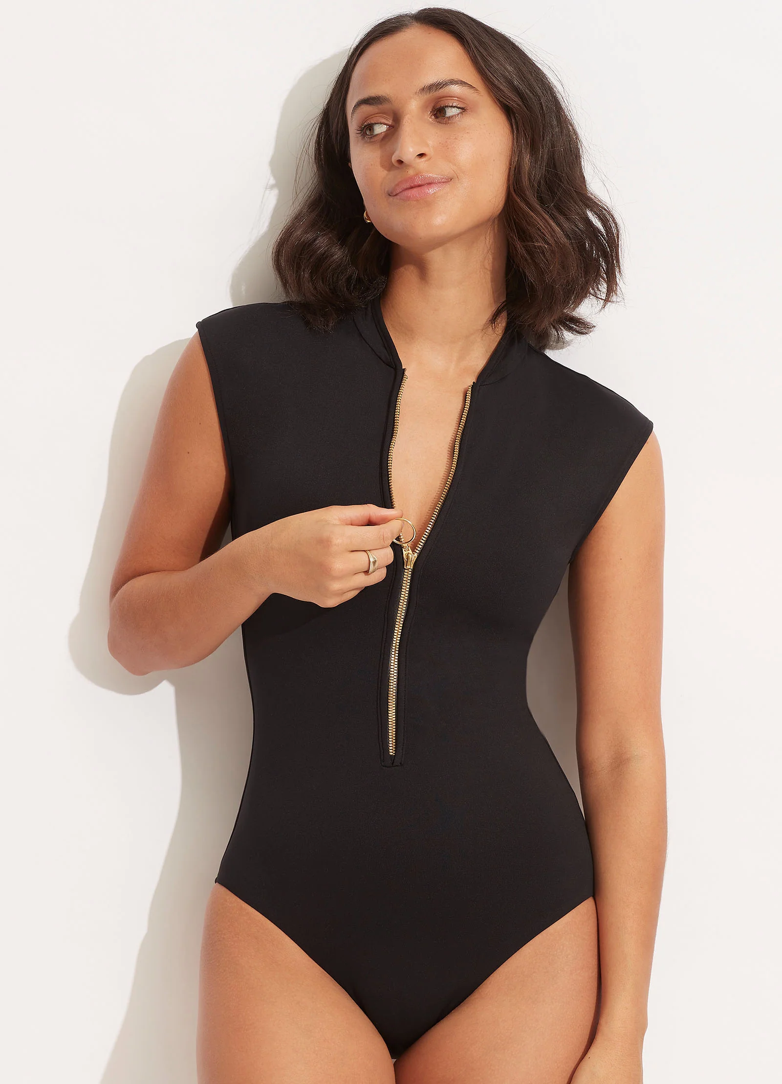 Seafolly Collective Zip Front One Piece - Black - Image 2