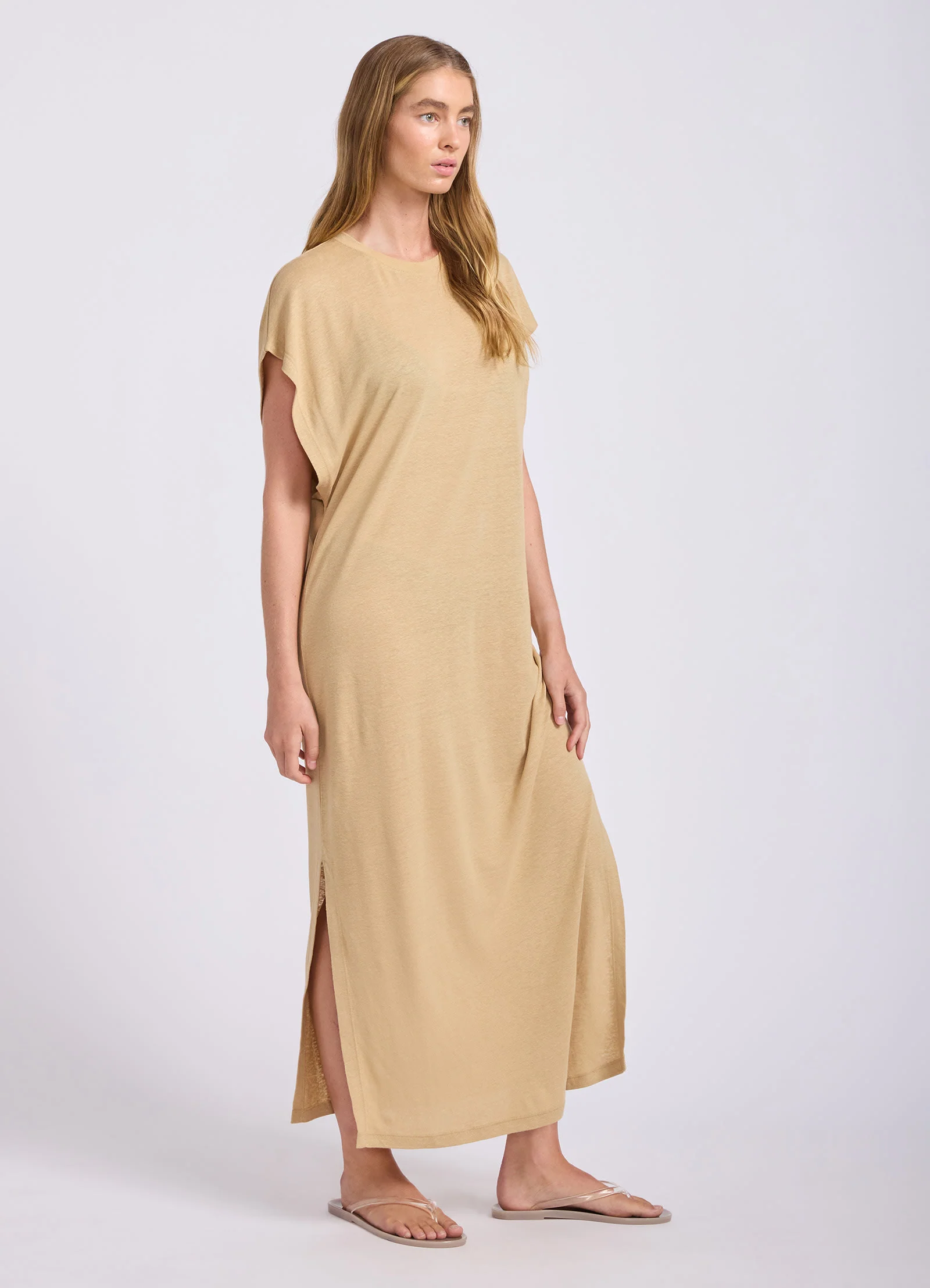 Slub Linen Batwing T-Shirt Dress - Image 2
