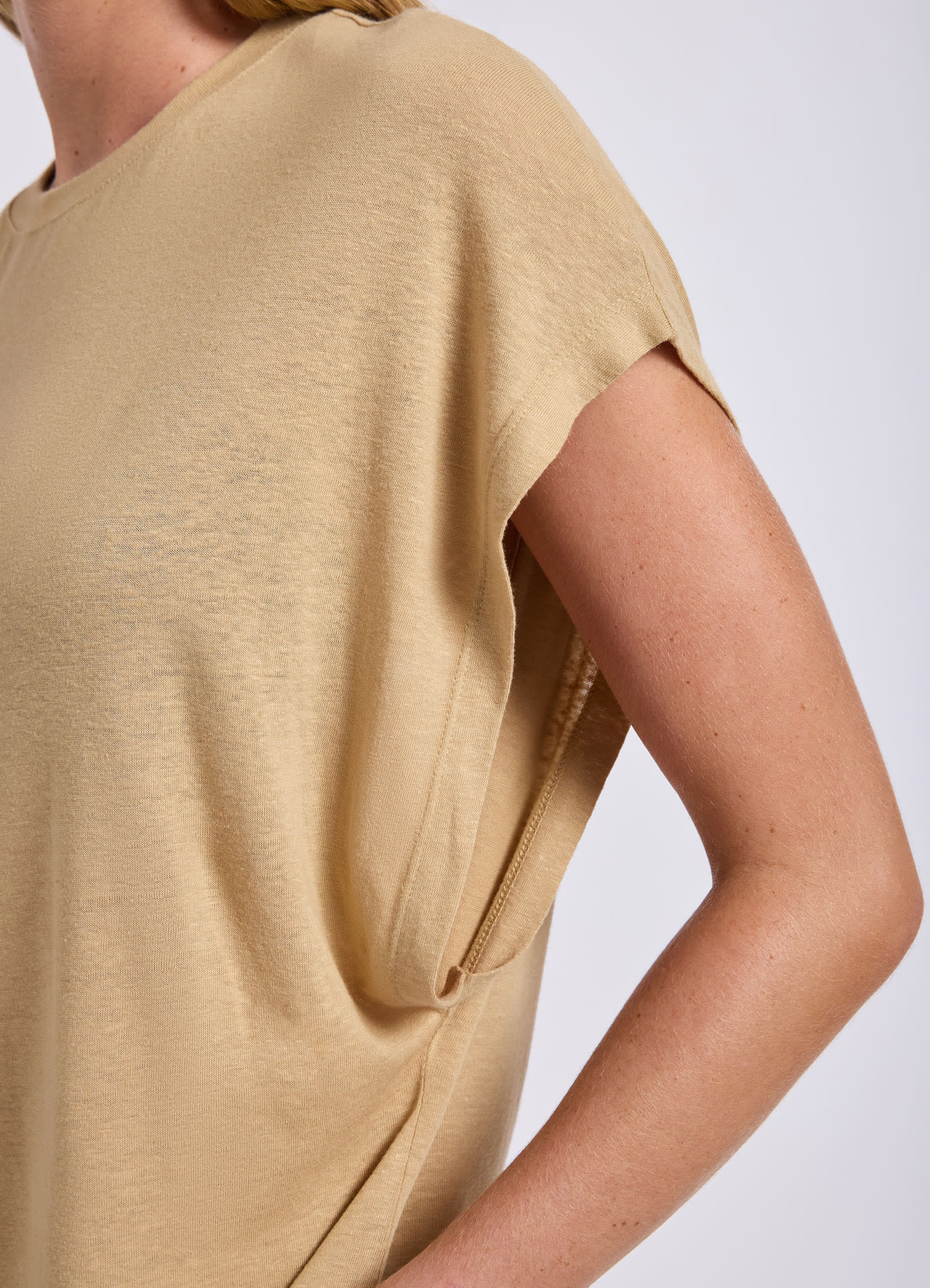 Slub Linen Batwing T-Shirt Dress - Image 4
