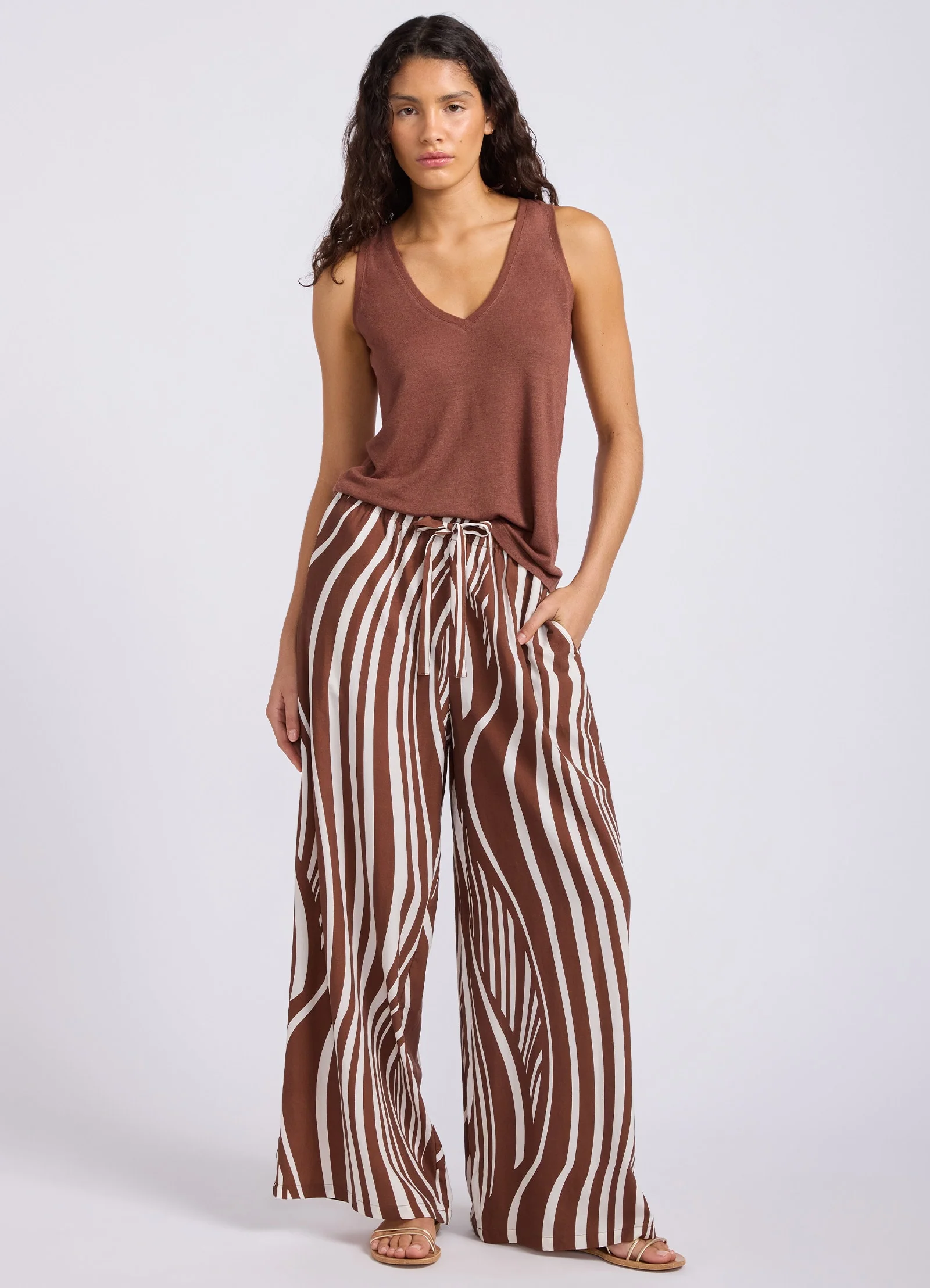 Slub Linen V Neck Tank Top